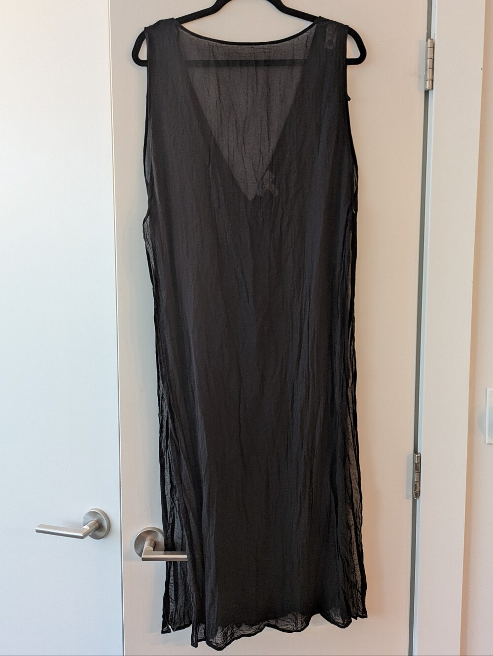 Cos M/L Open Side Sheer Black Sleeveless Swim Cover-Up Tunic